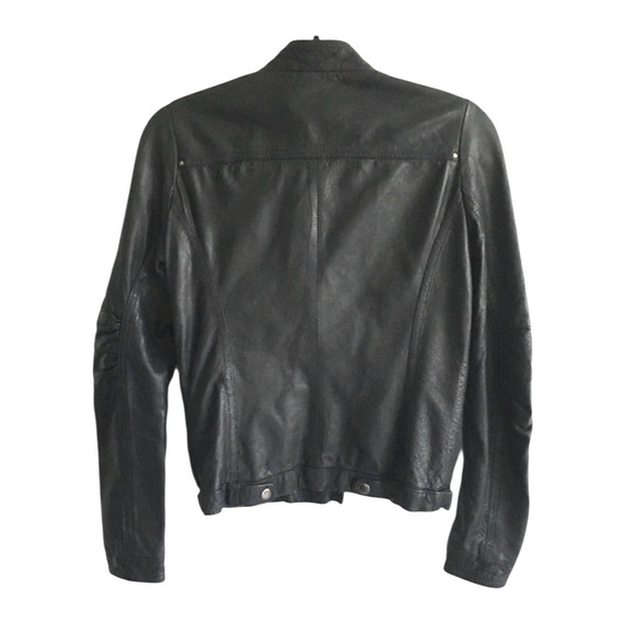 ZARA Leather Asymmetrical Moto Biker Jacket Black XS - Picture 4 of 8